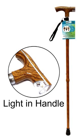 Picture of Light Up Oak Effect Walking Stick