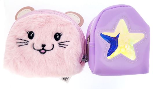 Picture of Fur Cat Face & Star PVC Coin Purses