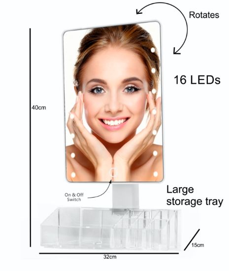Picture of White Mirror With Cosmetic Organiser