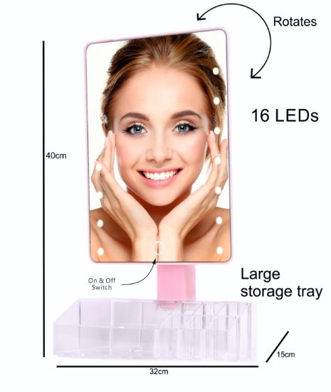 Picture of Pink Mirror With Cosmetic Organiser