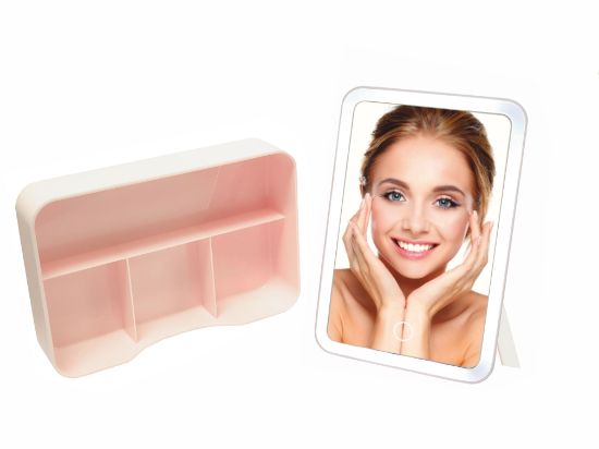 Picture of LED Mirror with Cosmetics Tray - Pink