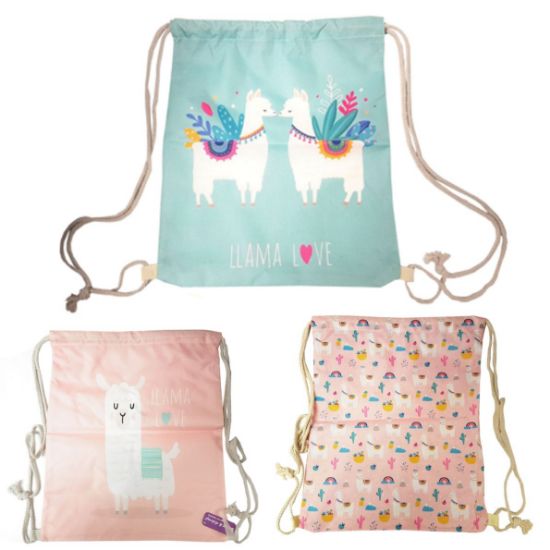 Picture of Llama Design Lrge Drawstring Bag 32c40cm