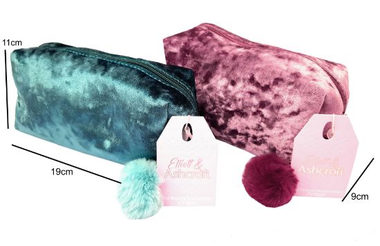 Picture of Velour Pom Pom Bag 9x19x11cm