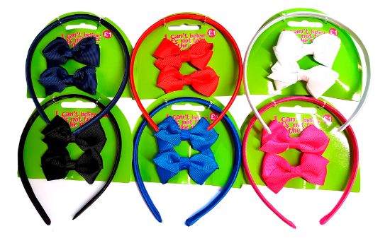 Picture of ICB - Alice Band & Bow Hair Clip Set