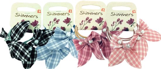 Picture of Shimmers - Gingham Pearl Bow Elastics