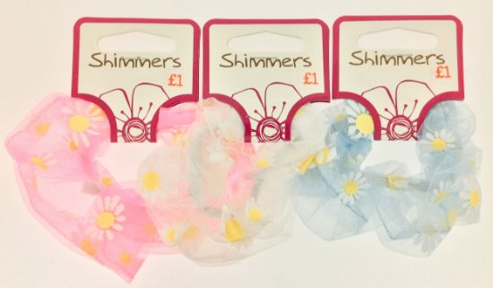 Picture of Shimmers - Sheer Daisy Scrunchies - Pastel