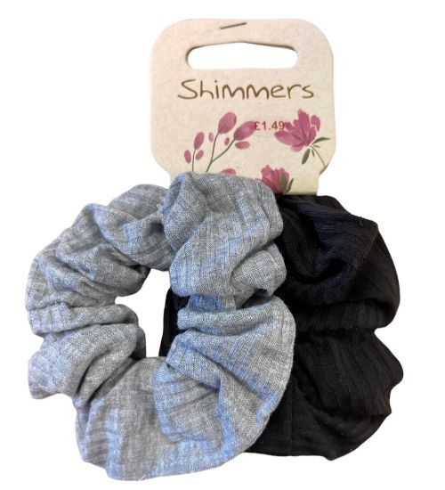 Picture of Shimmers - Grey & Black Scrunchies
