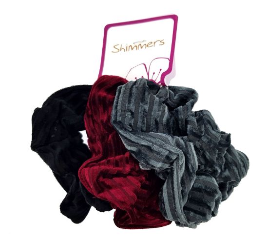 Picture of Shimmers - 3 Pk Velvet Ridged Scrunchies