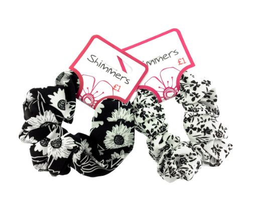 Picture of Shimmers - Floral Black & White Scrunchies