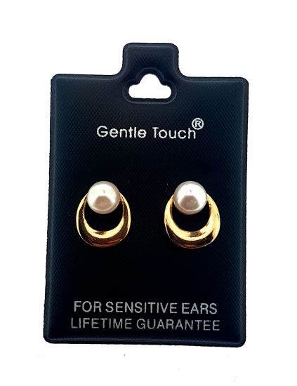 Picture of 048 Gentle Touch - Gold Pearl Loop Stud