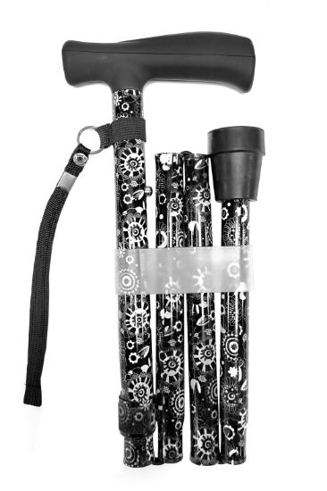 Picture of Folding Black & White Design Walking Stick