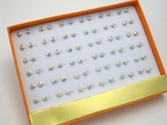 Picture of Box of 36 Glitter Crystal Dome  Earrings