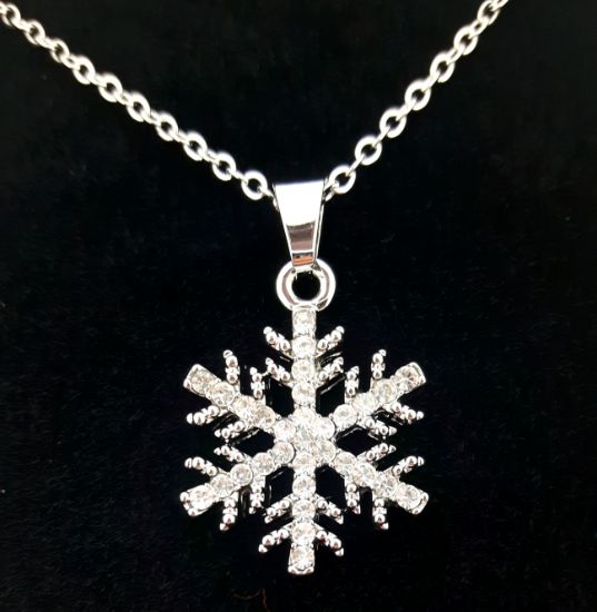Picture of Diamante Studded Snow Flake Necklace
